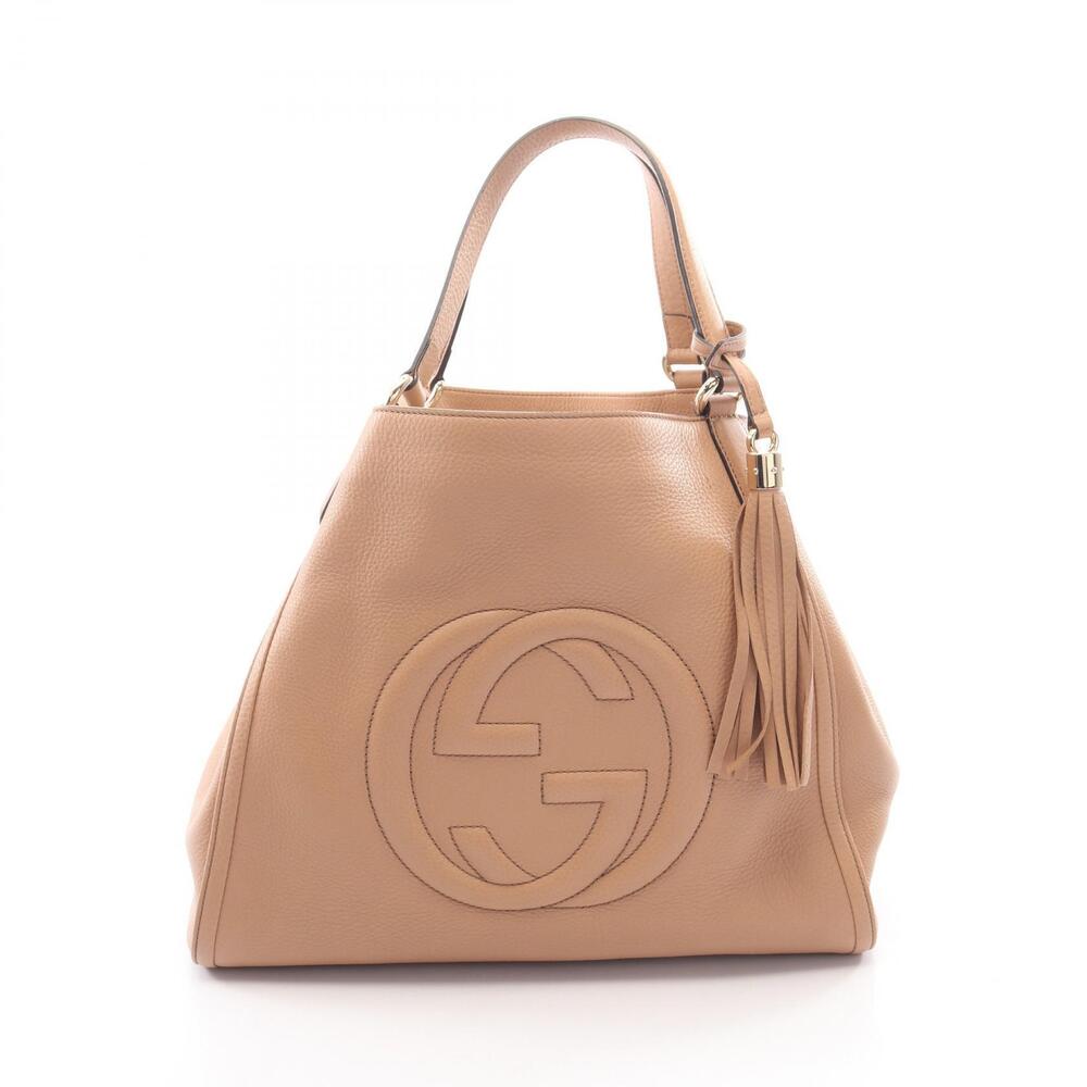 Gucci Soho Cellarius Interlocking GG Tote Bag Leather Beige